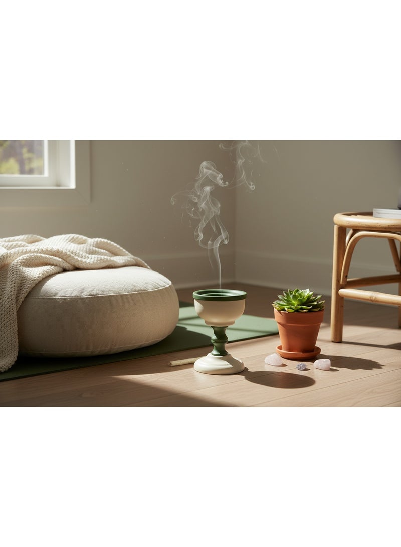 Akdc Metal Incense Burner 8Cm*12.5Cm, Ivory/Green - Image 4